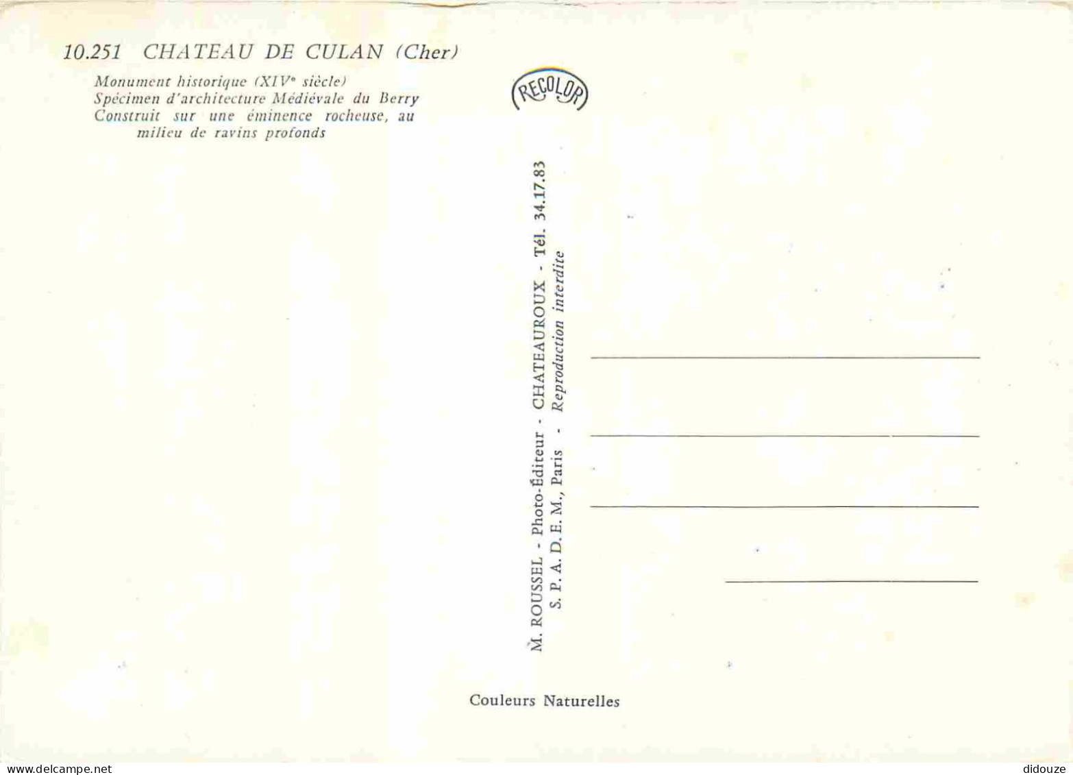 18 - Culan - Le Château - CPM - Voir Scans Recto-Verso - Culan