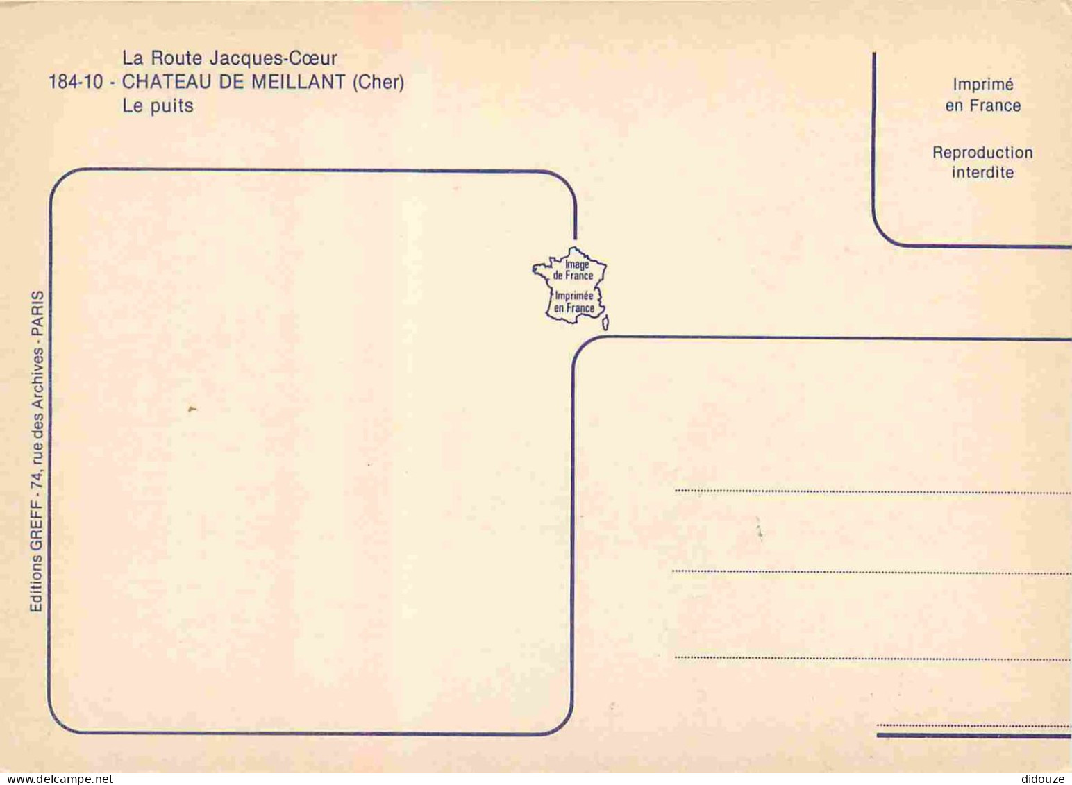 18 - Meillant - Le Chateau - Le Puits - Paon - CPM - Carte Neuve - Voir Scans Recto-Verso - Meillant