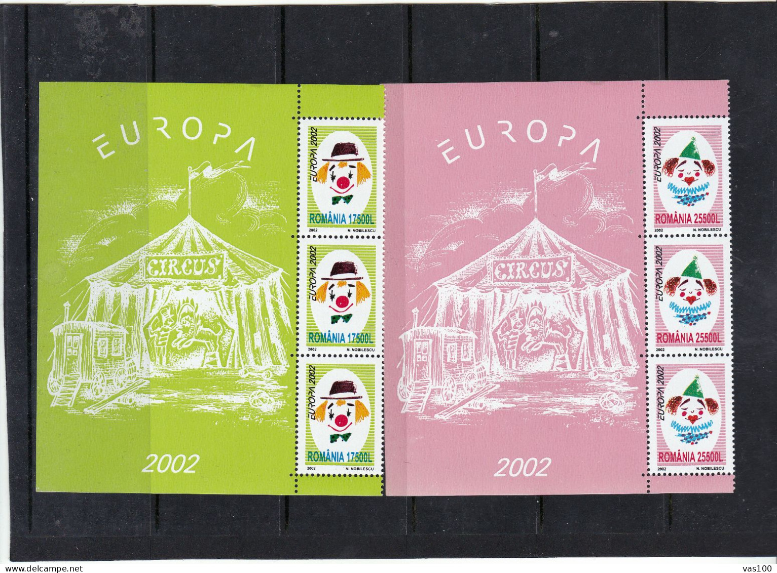 Romania 2002 Europa, Circus 2 M/ss,HALF, Mint NH, History - Performance Art - Europa (cept) - Circus - Unused Stamps