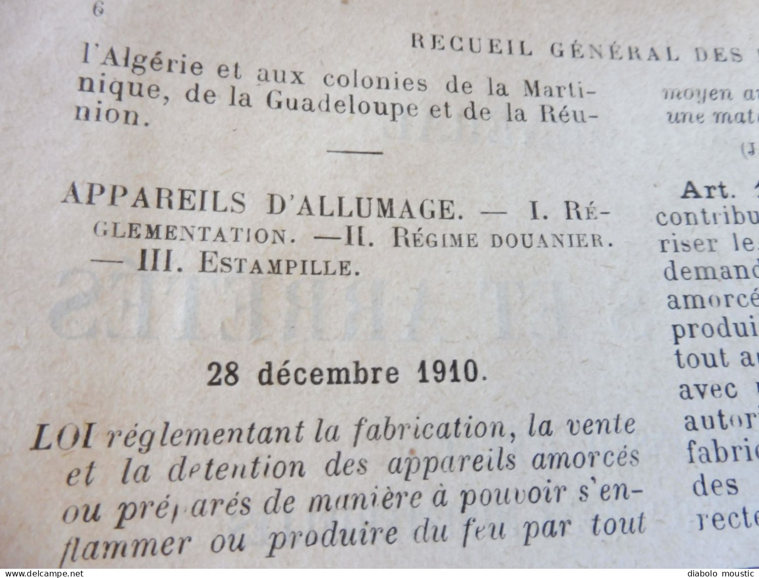 1911  RECUEIL des LOIS ,dont aussi sur les conventions d'extraditions des malfaiteurs fugitifs, Etc ; Etc