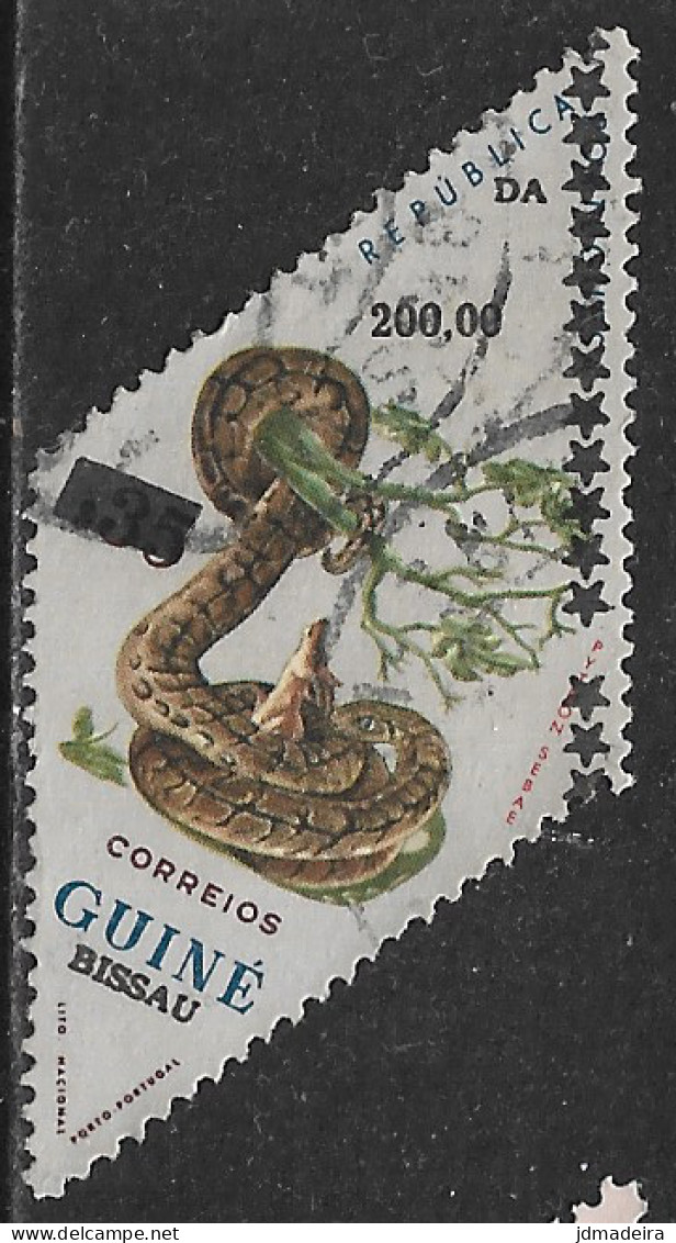 GUINE BISSAU – 1987 Snakes Surcharged 200.00 Over $35 Used Stamp - Guinea-Bissau