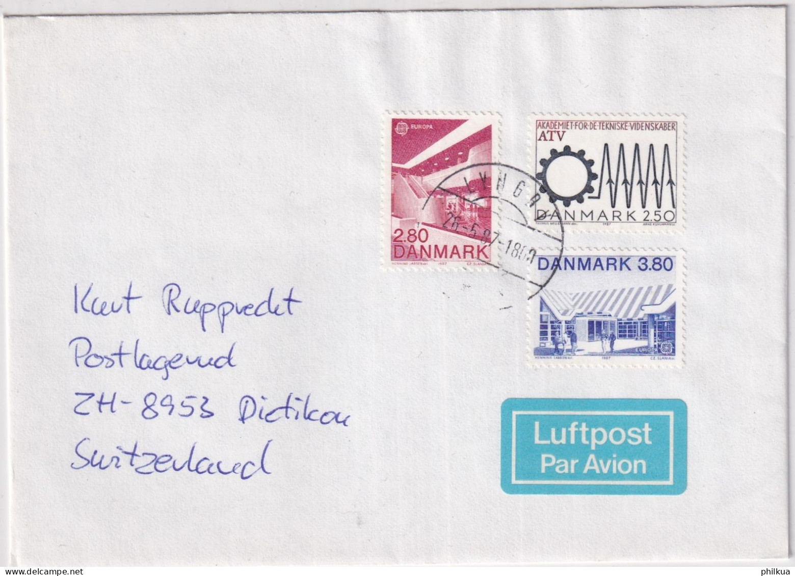 MiNr. 895 - 896 Dänemark 1987, 4. Mai. Europa: Moderne Architektur Auf Brief Virum - Schweiz - Storia Postale