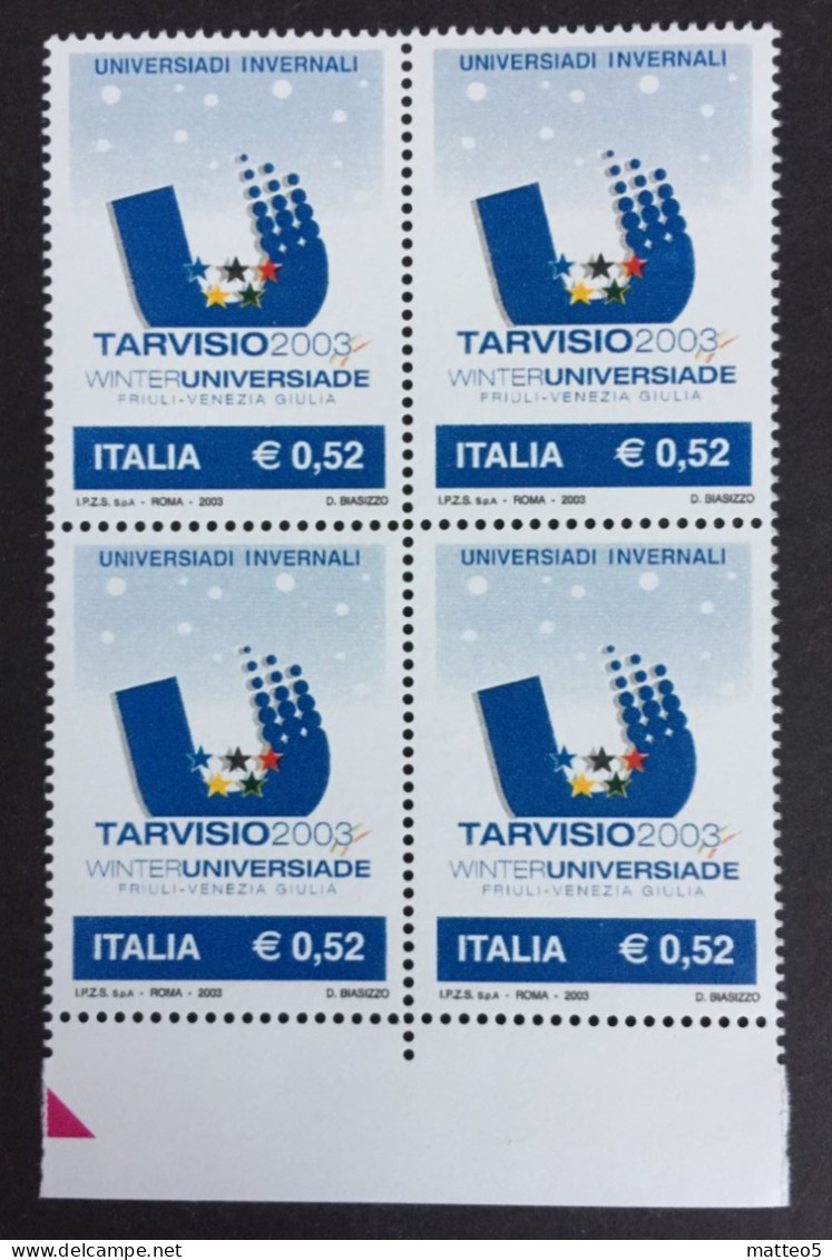 2003 - Italia - Tarvisio 2003 - WINTERUNIVERSIADE - Friuli Venezia Giulia - Euro 0,52 . Quartina - 2001-10: Nieuw/plakker