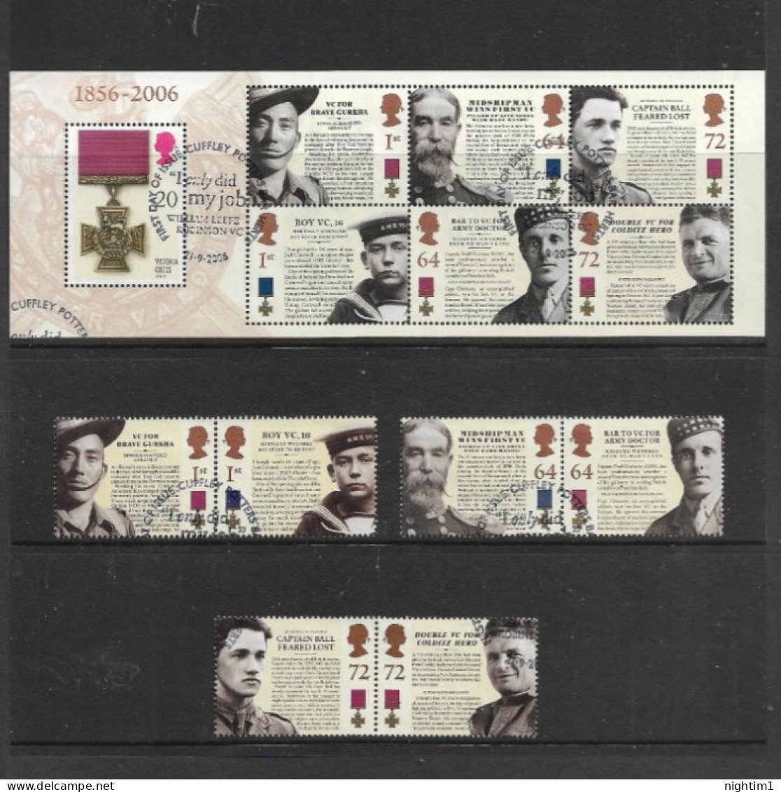 GREAT BRITAIN COLLECTION. VICTORIA CROSS SET OF 6 AND SOUVENIR SHEET. USED. - Usati