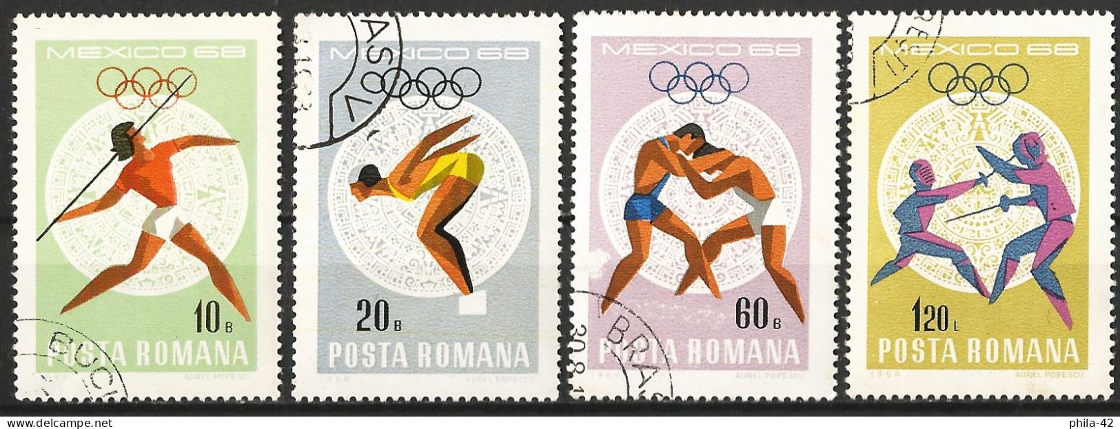 Romania 1968 - Mi 2697... - YT 2400... ( Mexico Olympic Games ) - Ete 1968: Mexico