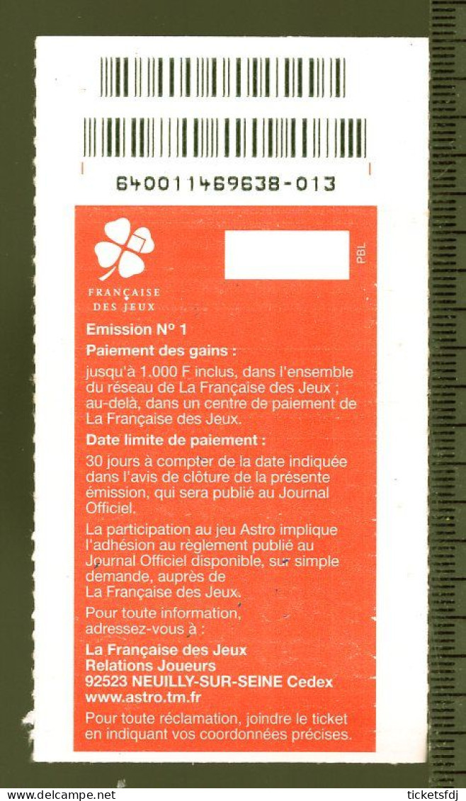 Grattage FDJ - Le Ticket ASTRO 64001 Ou 64002 Ou 64103 Au Choix - FRANCAISE DES JEUX - Billets De Loterie