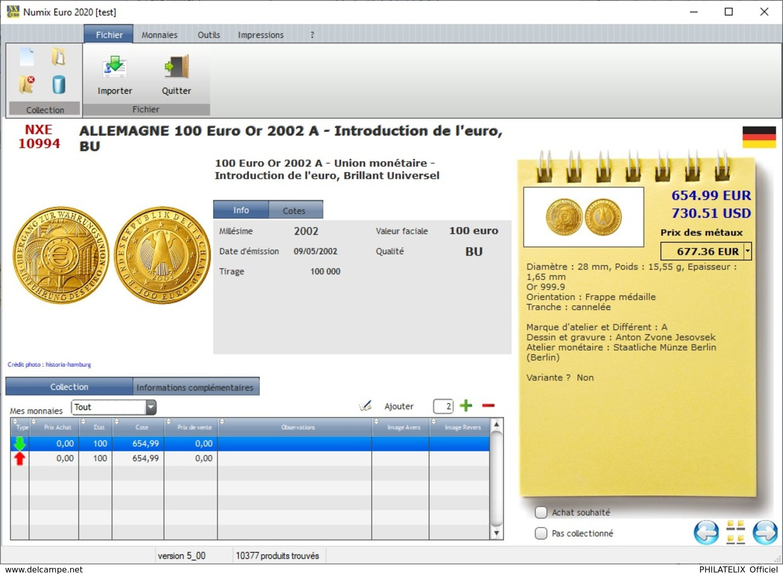 LOGICIEL NUMIX EURO 2024 (gérez Votre Collection De Monnaies Euro) - Sonstige – Europa