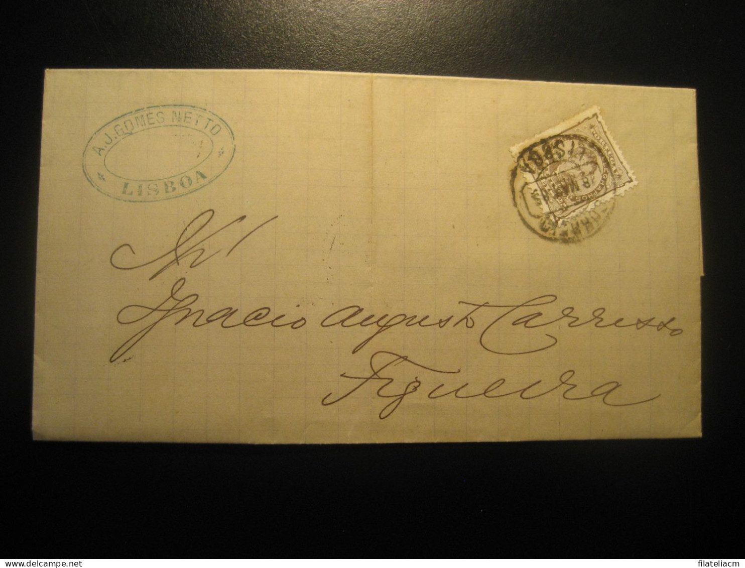 LISBOA 1885 To Figueira Cancel A.J. Gomes Netto Letter PORTUGAL - Covers & Documents