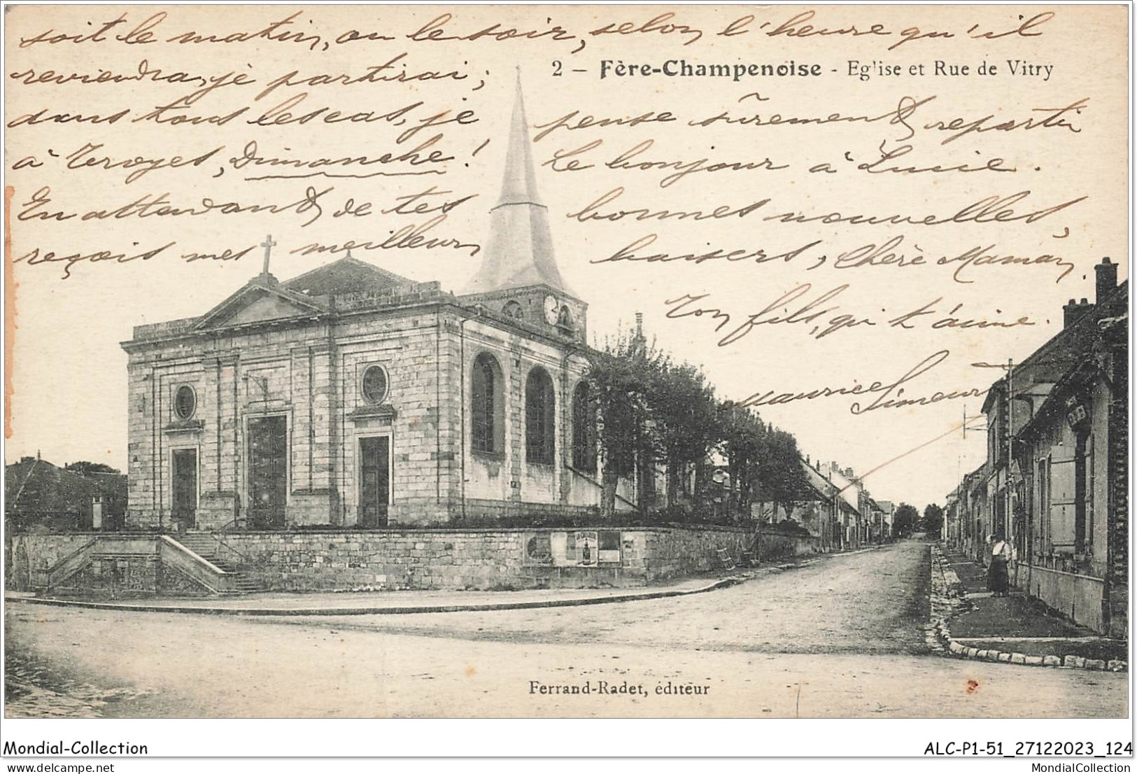 ALCP1-51-0063 - FRERE-CHAMPENOISE - église Et Rue De Vitry  - Fère-Champenoise