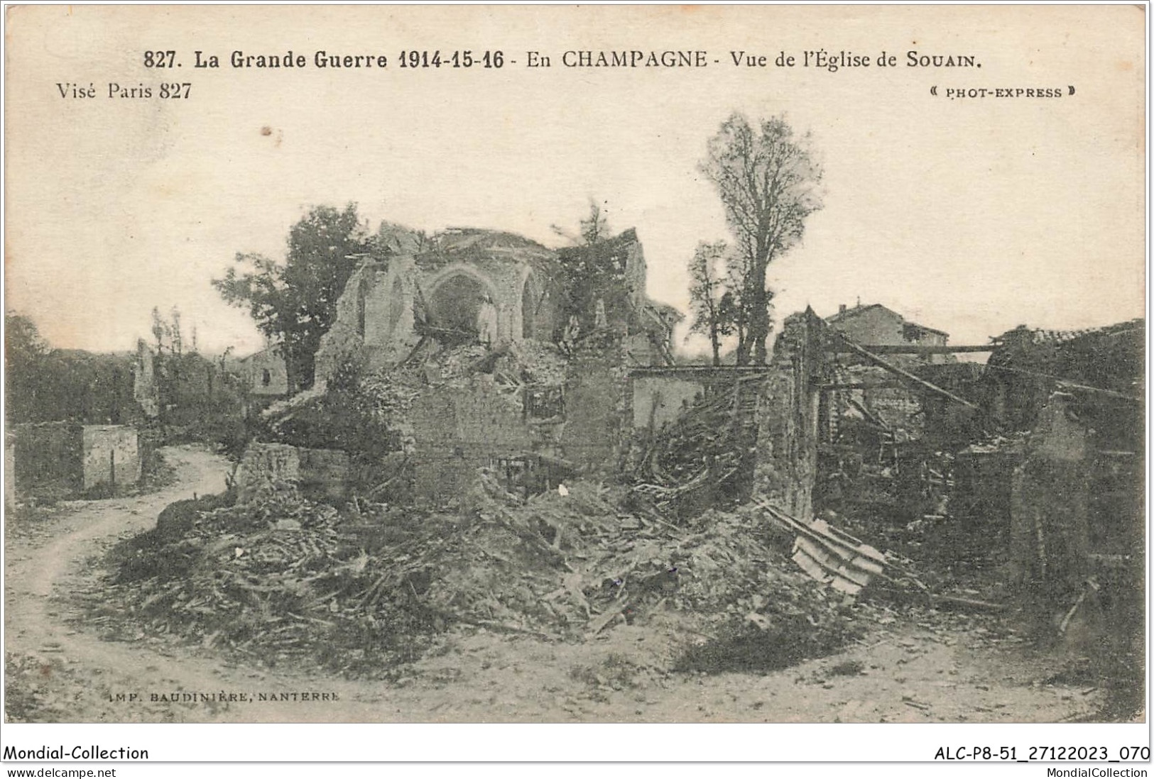 ALCP8-51-0751 - La Grande Guerre 1914-15-16 - En CHAMPAGNE - Vue De L'église De SOUAIN - Souain-Perthes-lès-Hurlus