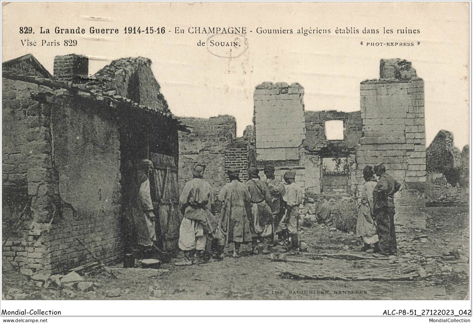 ALCP8-51-0737 - En CHAMPAGNE - Goumiers Algériens établis Dans Les Ruines De SOUAIN  - Souain-Perthes-lès-Hurlus