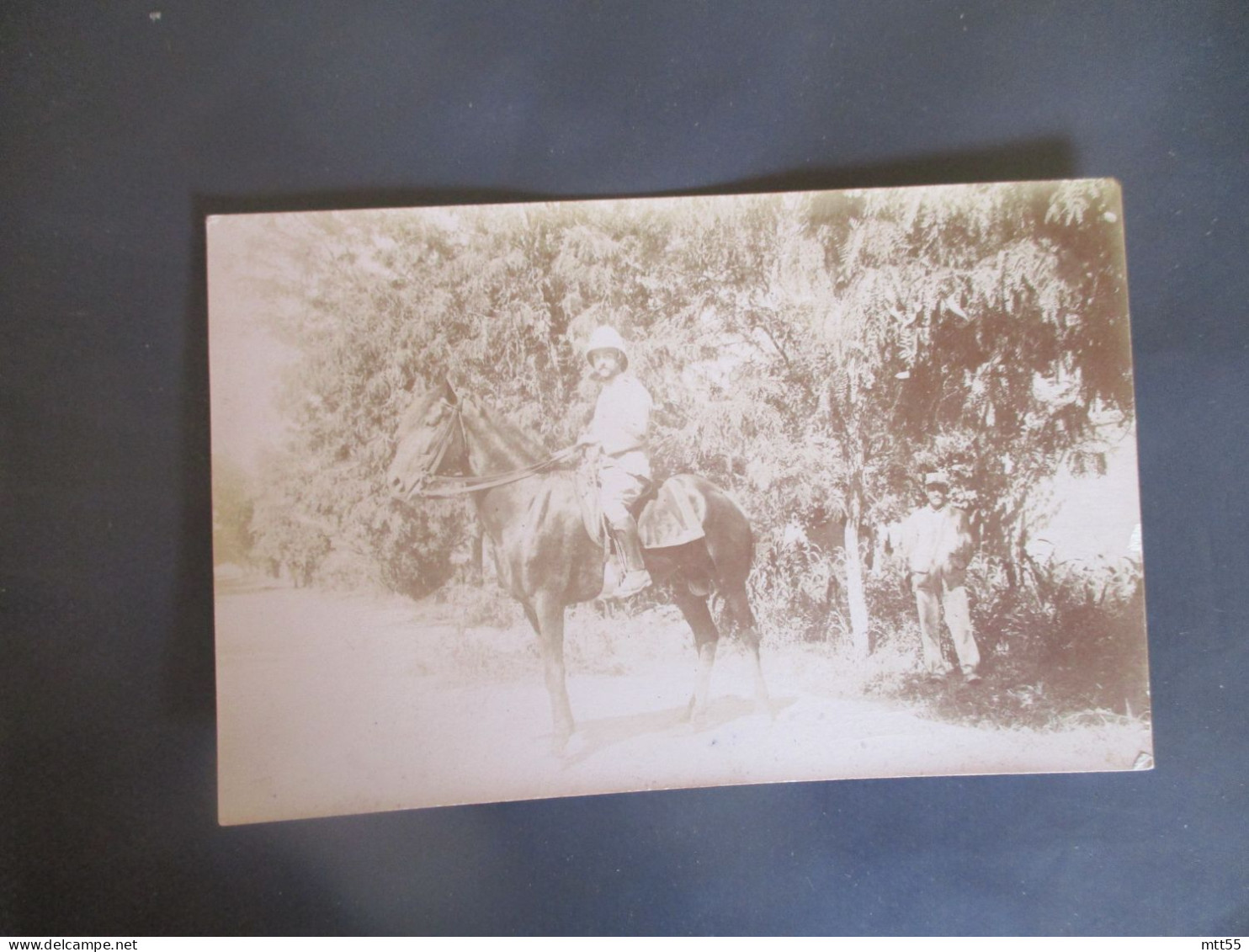 ALGERIE CARTE PHOTO  COLON SUR CHEVAL 1917 - Biskra