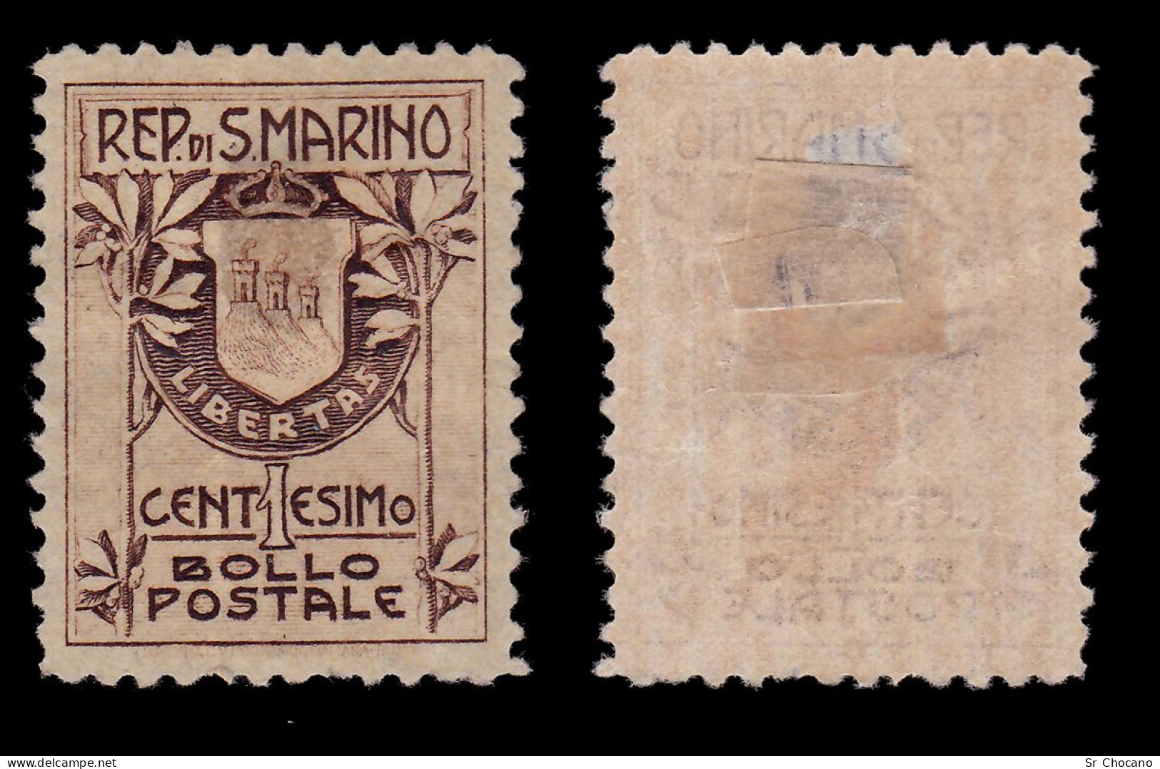 SAN MARINO.1905.1c Brown.Type 2 (19 Mm).Scott 78-.MH. - Neufs