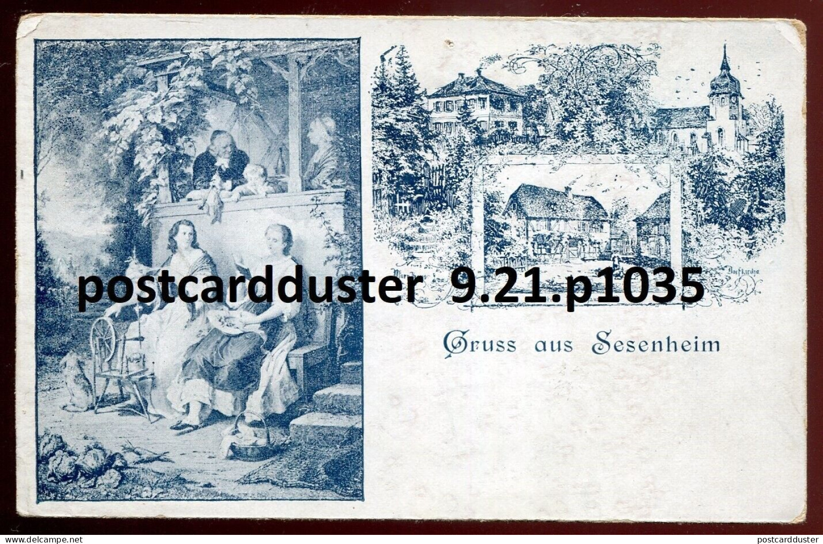 GERMANY / FRANCE Gruss Aus Sesenheim Postcard 1890s Pfarrhaus. Dorfkirche (h1186) - Lothringen