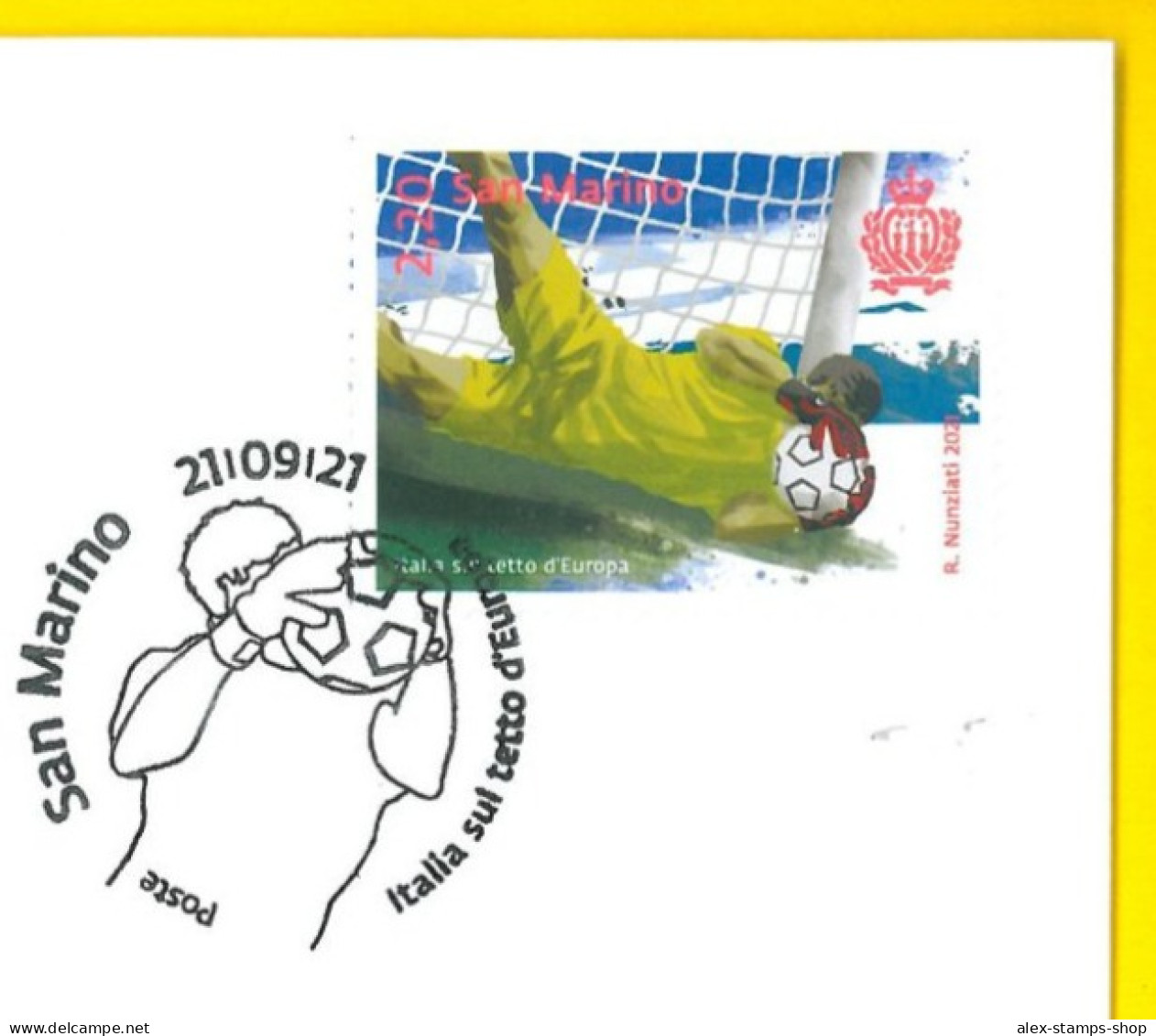 SAN MARINO 2021 FDC Calcio Italia Campione D'Europa 2020 FIRST DAY COVER - FDC