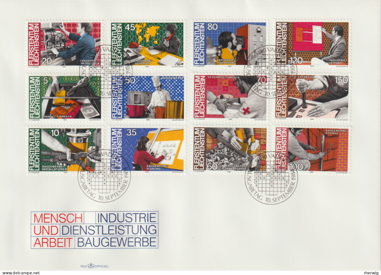 Liechtenstein, 1984, FDC Mit Mi.Nr. 849-860, Kompletter Satz "Mensch Und Arbeit" - Other & Unclassified