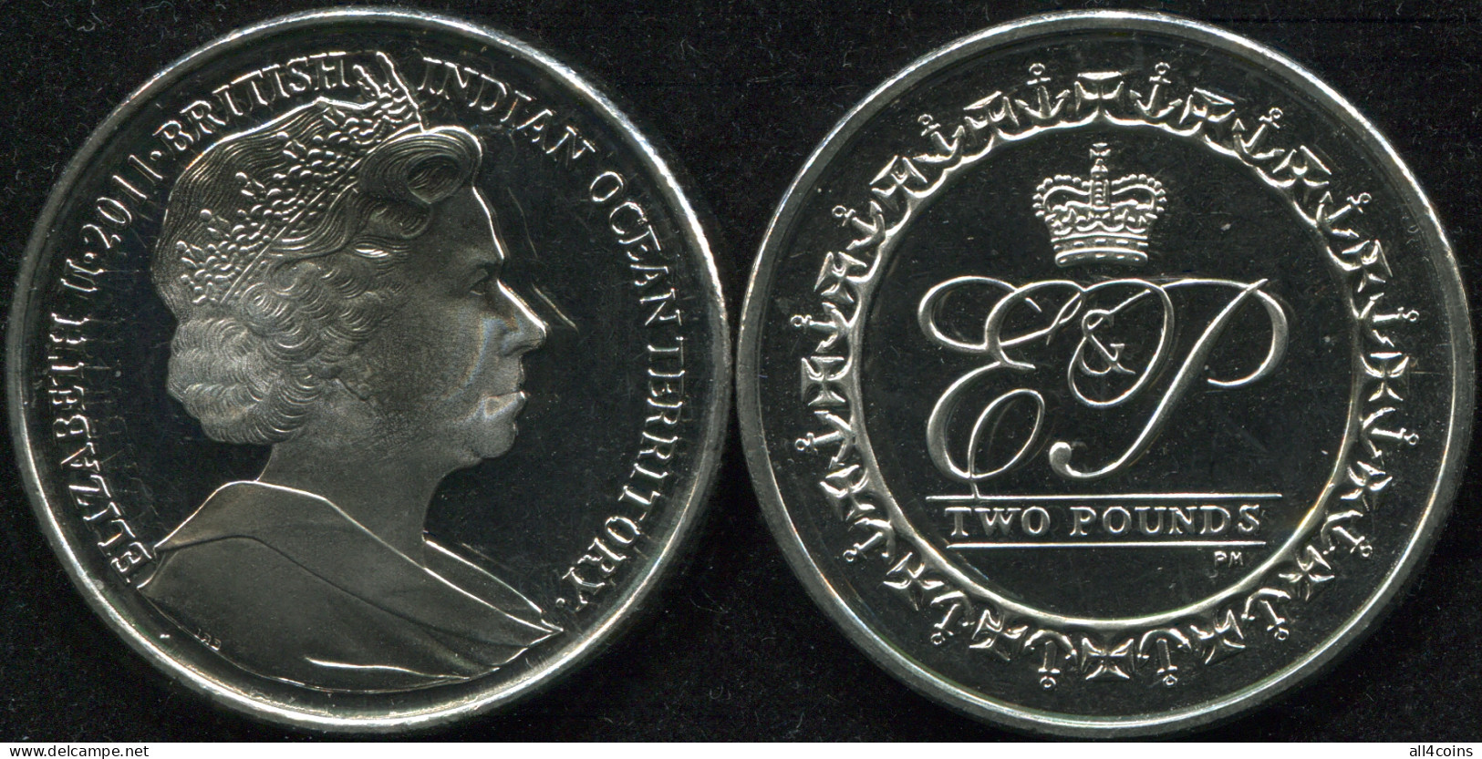 BIOT 2 Pounds. 2011 (Coin KM#5. Unc) Prince Philip, 90th Birthday - Other & Unclassified