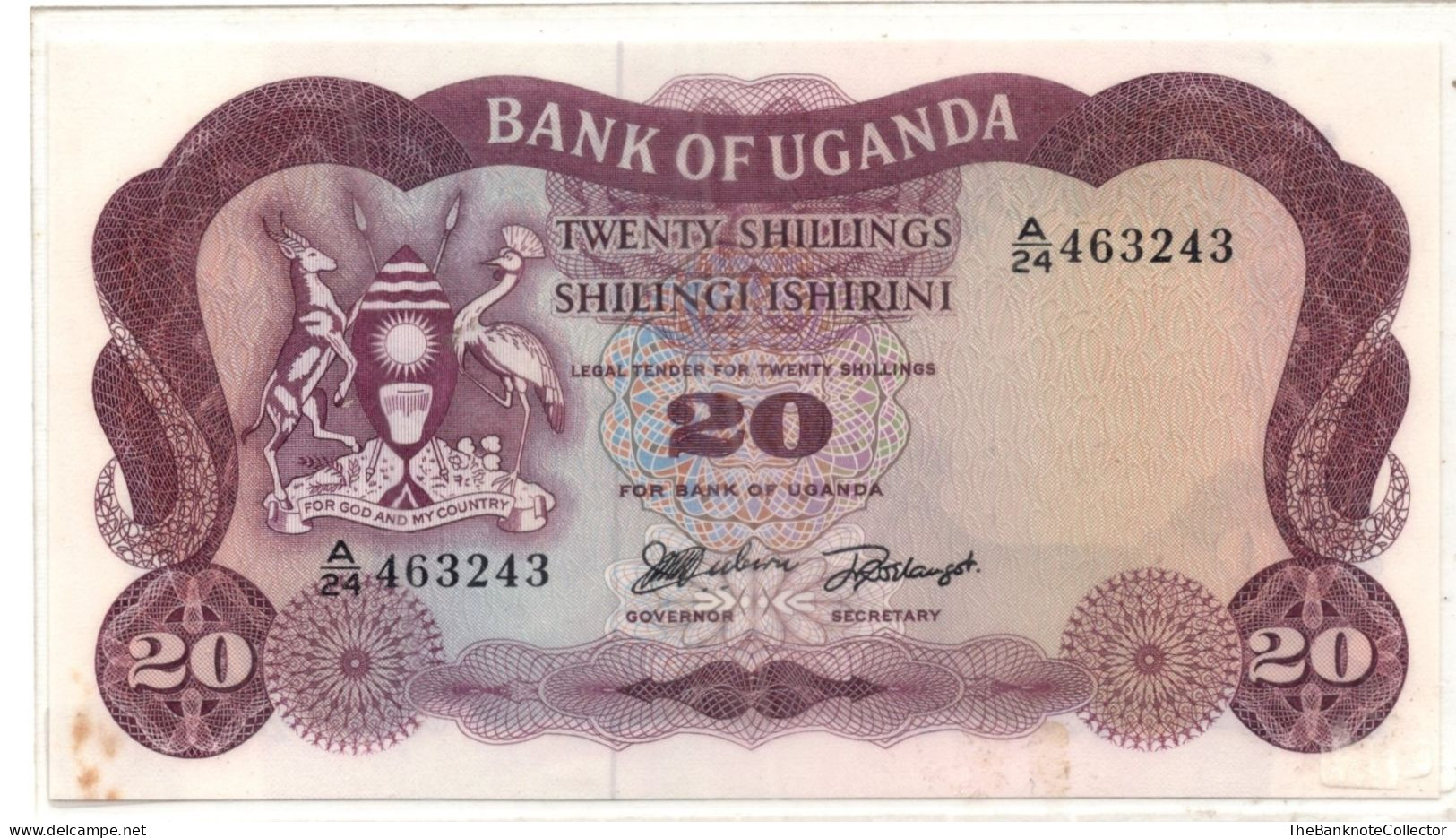 Uganda 20 Shillings ND 1966 P-3 UNC Foxing - Oeganda