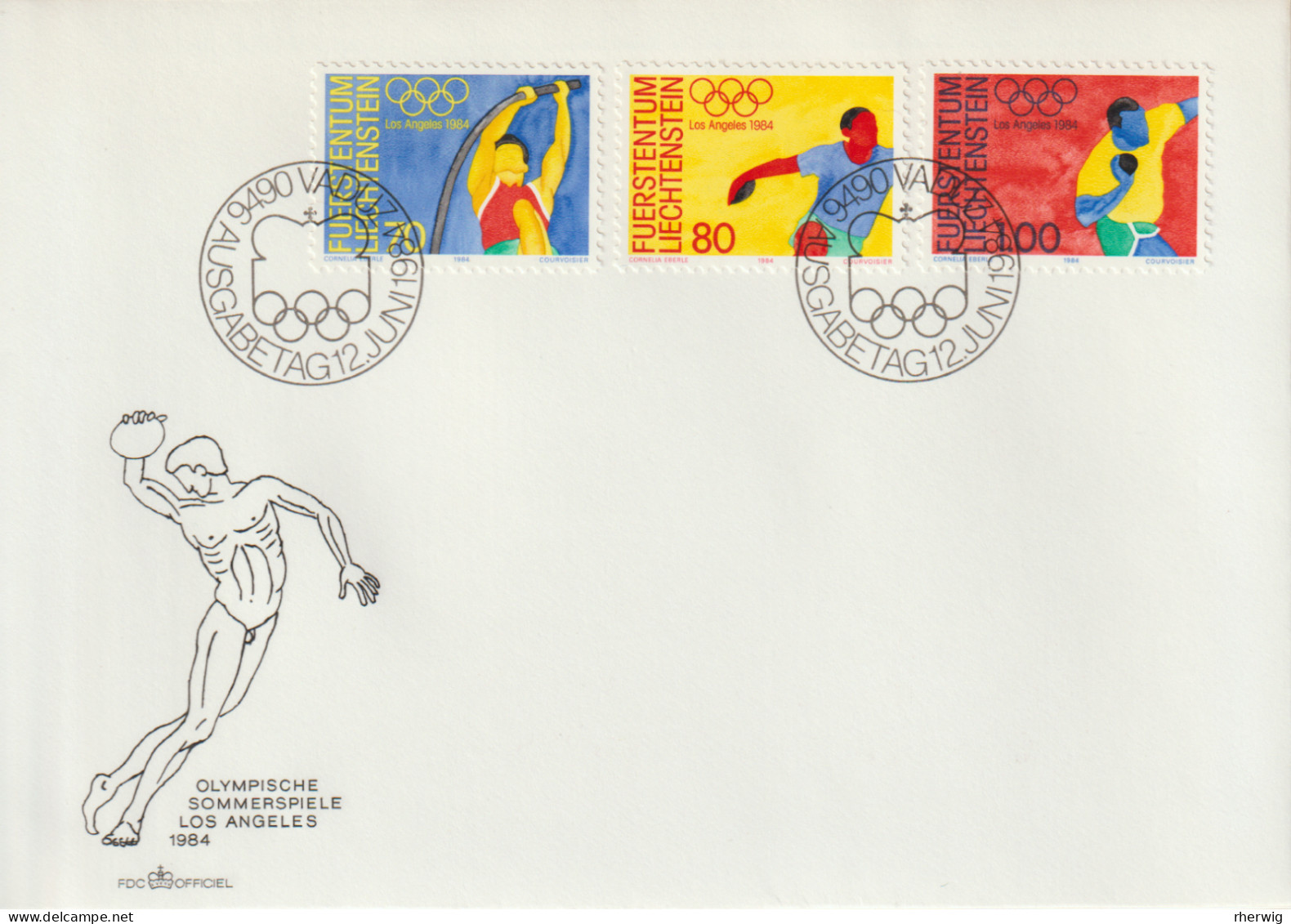 Liechtenstein, 1984, FDC Mit Mi.Nr. 846-848, Kompletter Satz "Olympische Sommerspiele Los Angeles" - Sonstige & Ohne Zuordnung
