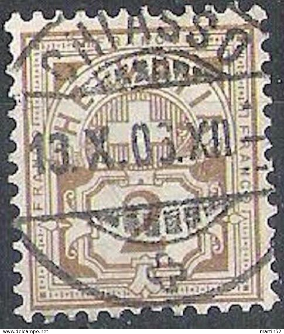 Schweiz Suisse 1894: Faser-Papier Melée Zu 58B Mi 50Y Yv 63 - 2c Olive Mit Zentral-Stempel CHIASSO 13.X.03 (Zu CHF 1.00) - Oblitérés