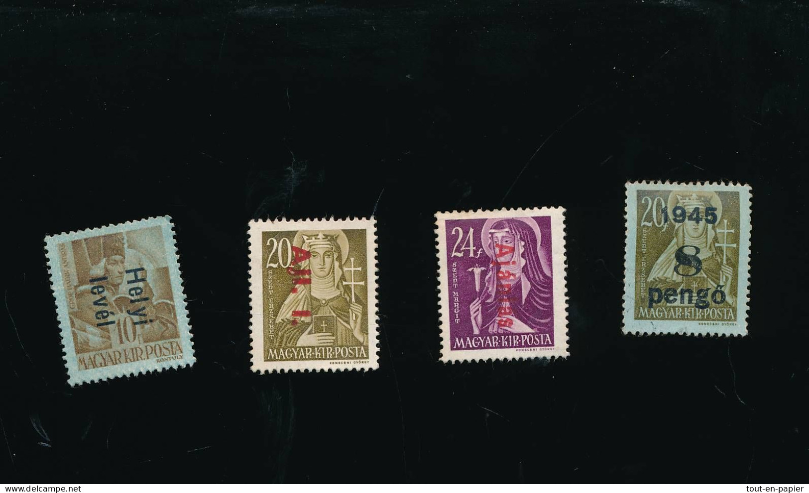 4 Timbres Hongrois Hongrie (Magyar Kir Posta 1945 ) Voir Surcharges - Unused Stamps