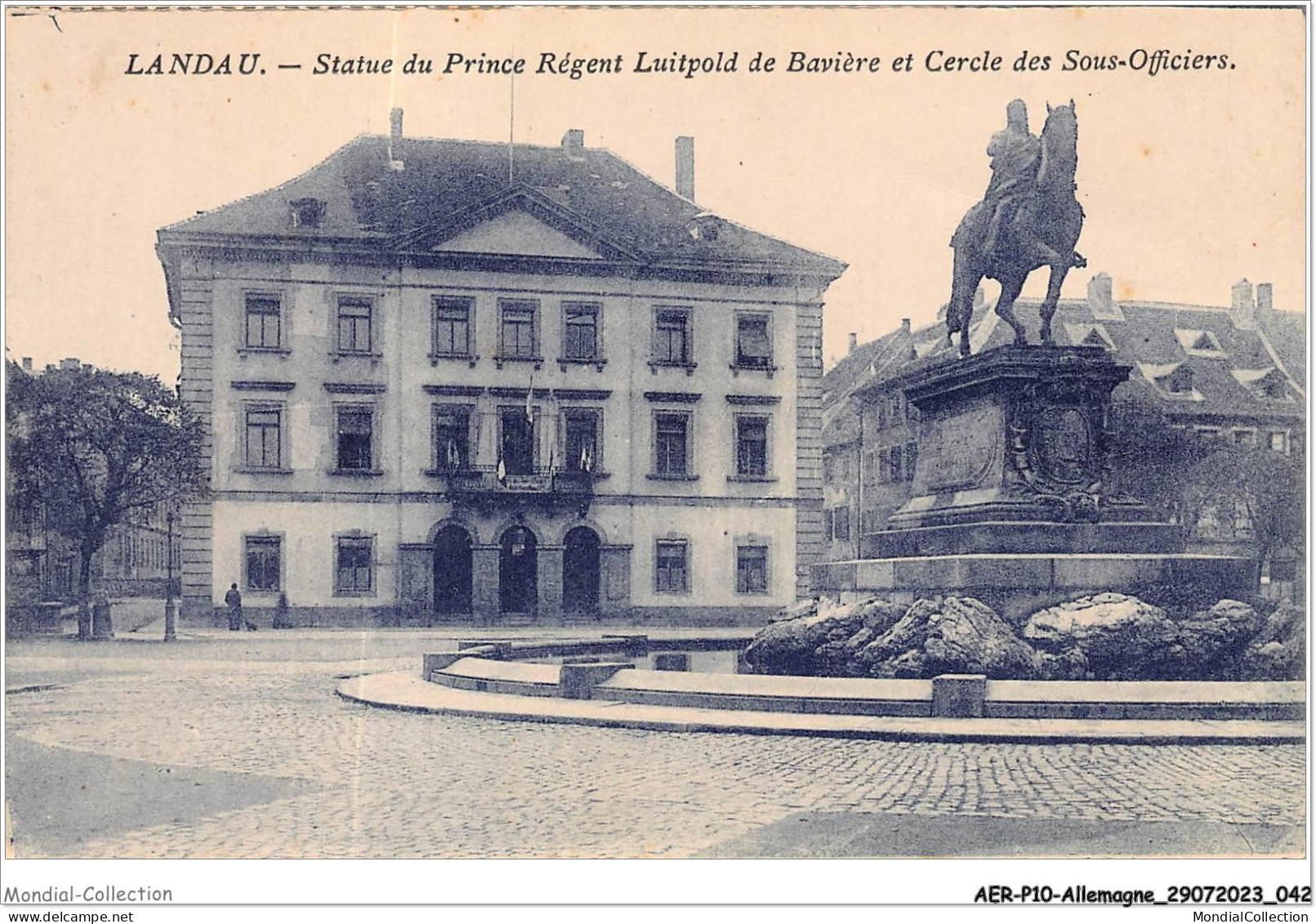 AERP10-ALLEMAGNE-0813 - LANDAU - Statue Du Prince Régent Luitpold De Bavière Et Cercle Des Sous-officiers - Landau