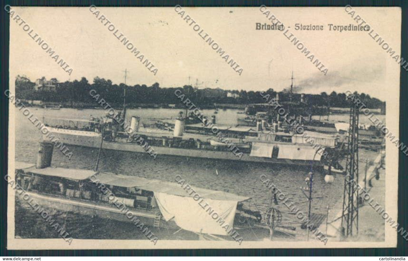 Brindisi Stazione Torpediniere PIEGA Cartolina MV5192 - Brindisi