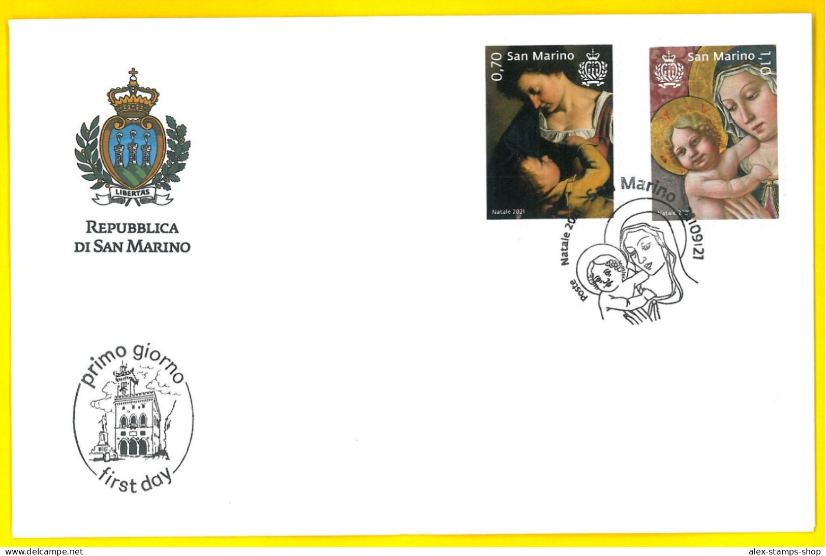 SAN MARINO 2021 FDC Natale - FIRST DAY COVER - FDC