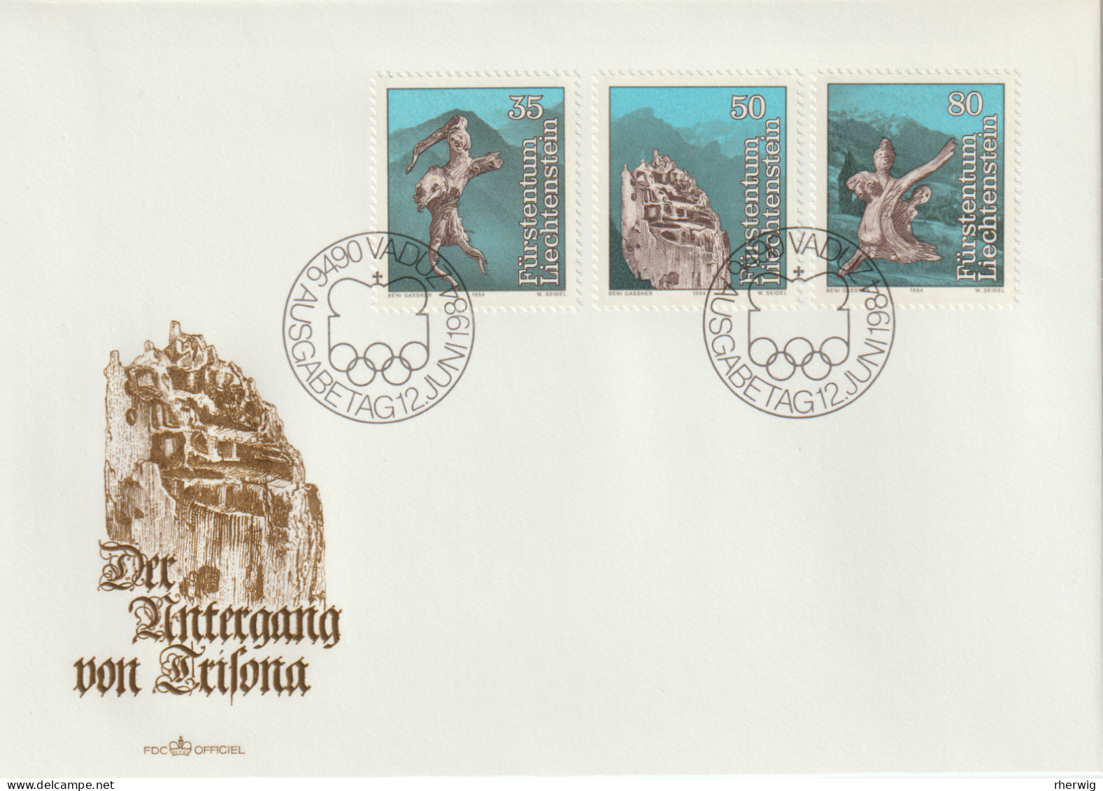 Liechtenstein, 1984, FDC Mit Mi.Nr. 843-845, Kompletter Satz "Der Untergang Von Trifona" - Autres & Non Classés