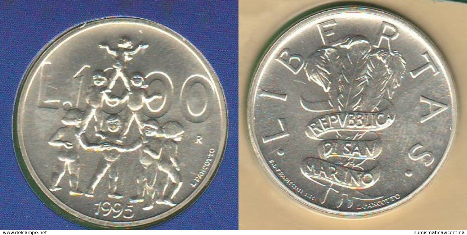 San Marino 1000 Lire 1995 Solidarietà Solidarity Solidarité Saint Marin Silver Coin UNC - Saint-Marin