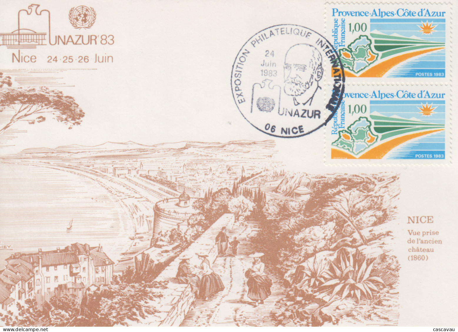 Carte  FRANCE   UNAZUR    Exposition  Philatélique  Internationale    NICE   1983 - Philatelic Exhibitions