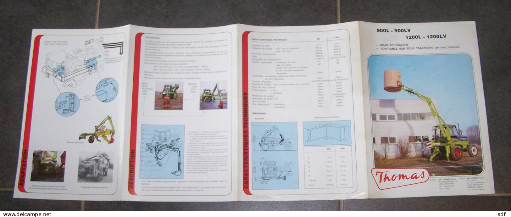 DEPLIANT PUB PUBLICITAIRE GRUES THOMAS ADAPTABLES SUR TOUS TRACTEURS, MERCHTEM, MARCQ EN BAROEUL - Traktoren