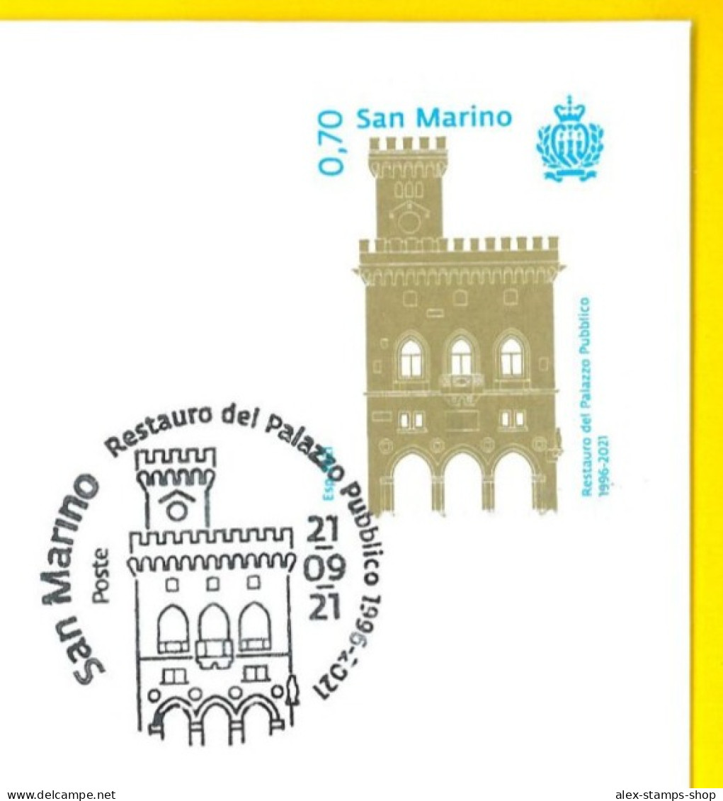 SAN MARINO 2021 FDC 25 Anni Dal Restauro Palazzo Storico - New First Day Cover - FDC