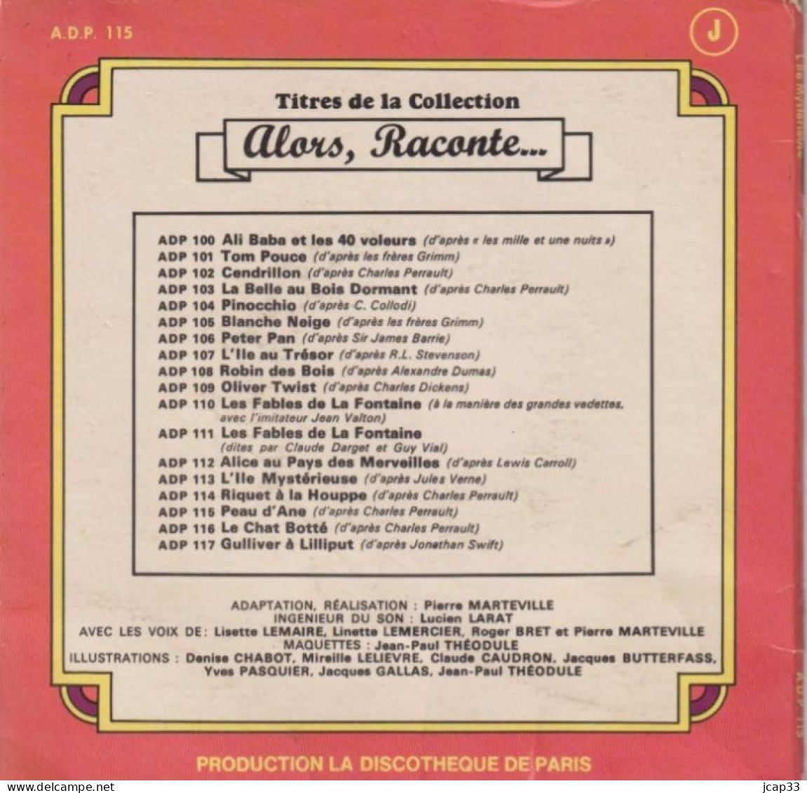 ALBUM DISQUE AUDIO VISUEL -  Collection " Alors, Raconte ... "  -  ADP 113 L'Ile Mystérieuse  - - Bambini