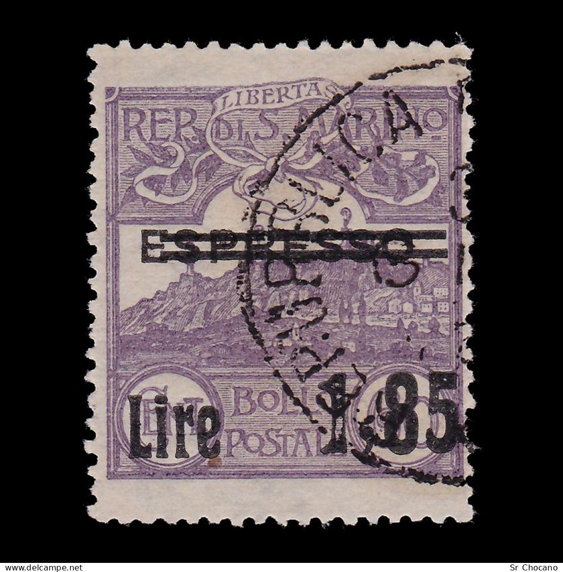SAN MARINO STAMPS.1926.1.85 L On 60c.SCOTT 103.USED - Unused Stamps