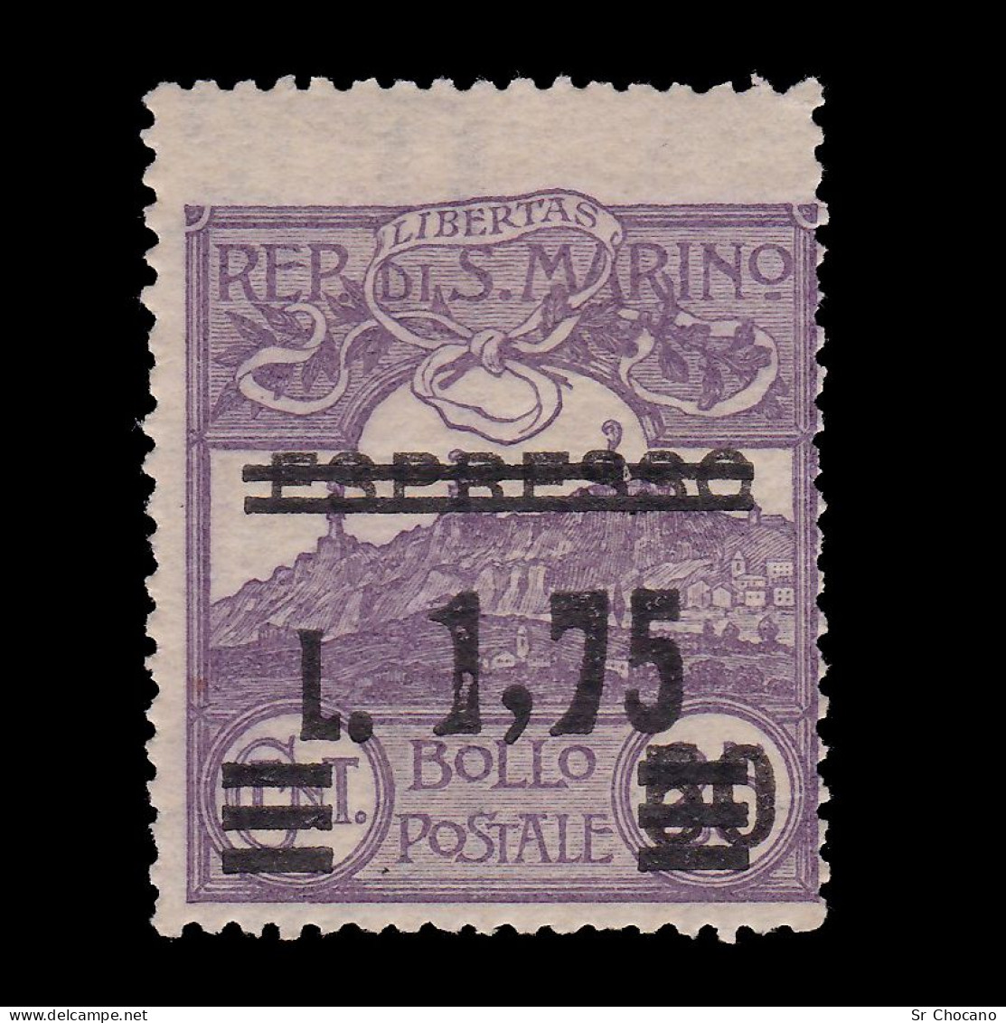 SAN MARINO STAMPS.1927.1.75 L On 50c On 25c .SCOTT 107.MNG. - Nuovi