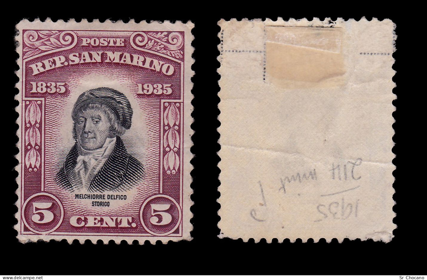 SAN MARINO STAMPS.1935.Melchiorre Delfico 5c.SCOTT 169.MH. - Neufs