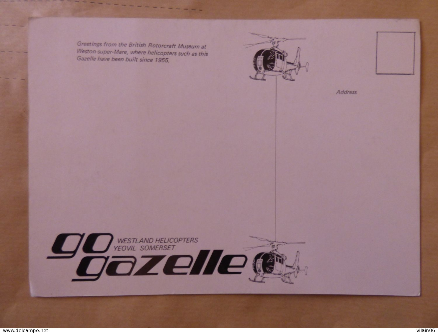 GO GAZELLE   /   FORMAT  15 X 21 CM  AIRLINE ISSUE / CARTE COMPAGNIE - Elicotteri