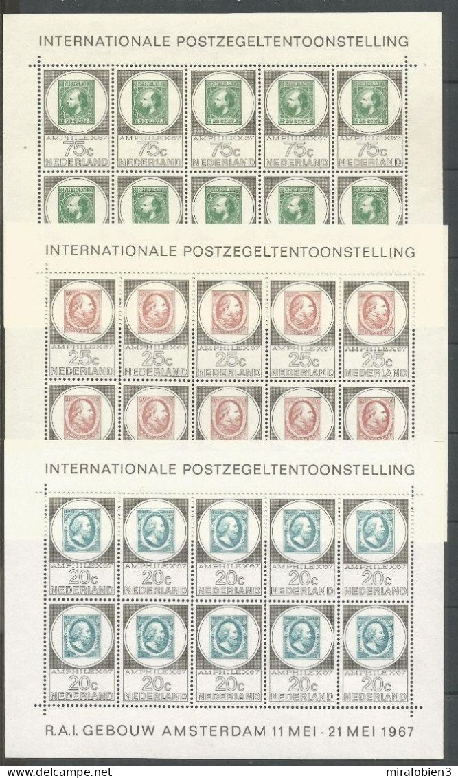 HOLANDA EXPOSICION FILATELICA HOJITAS YVERT NUM. 852/854 ** NUEVAS SIN FIJASELLOS - Unused Stamps
