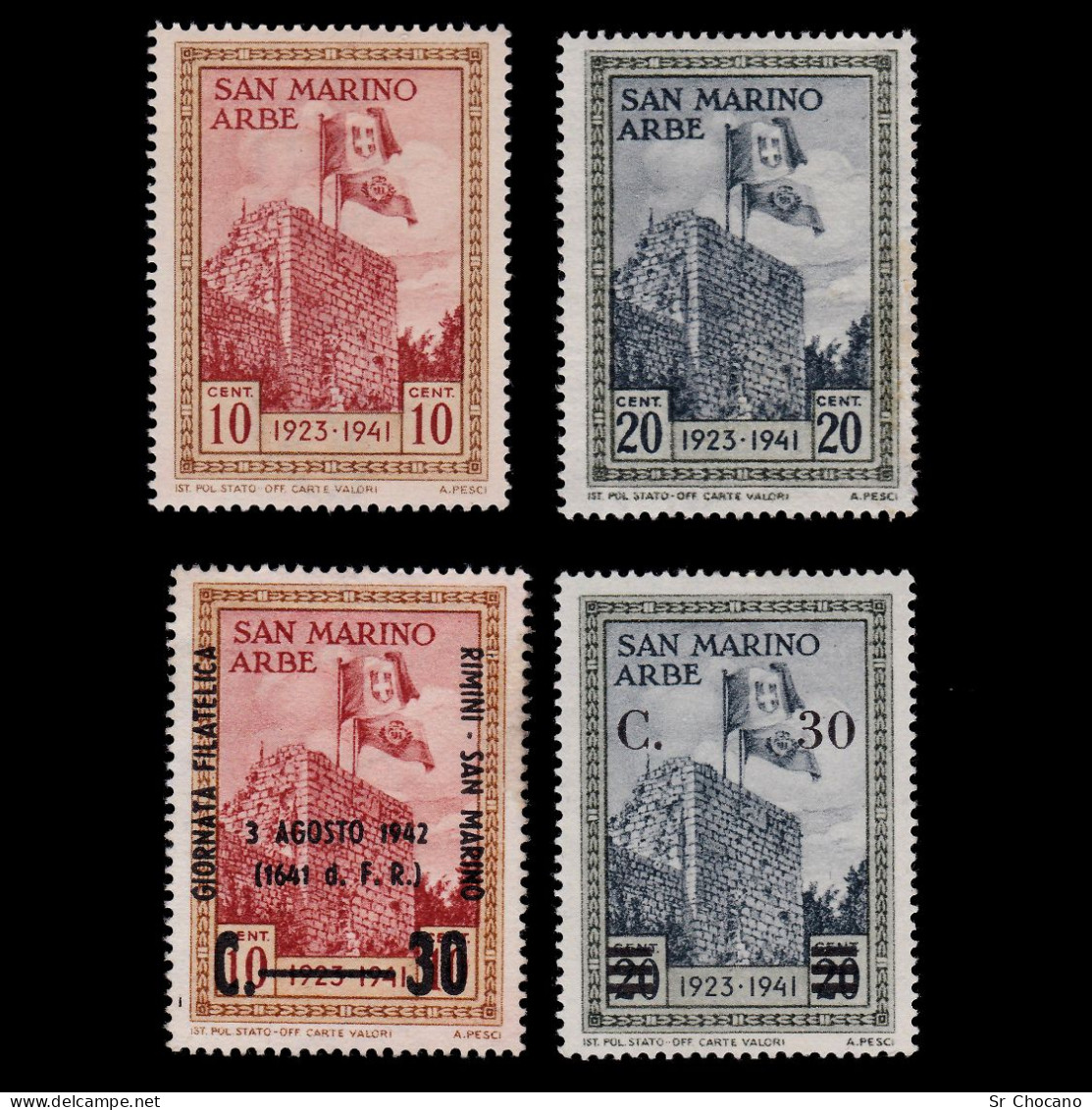 SAN MARINO.1941.Flags Italy S.Marino.SET 4 STAMPS.MH. - Ongebruikt