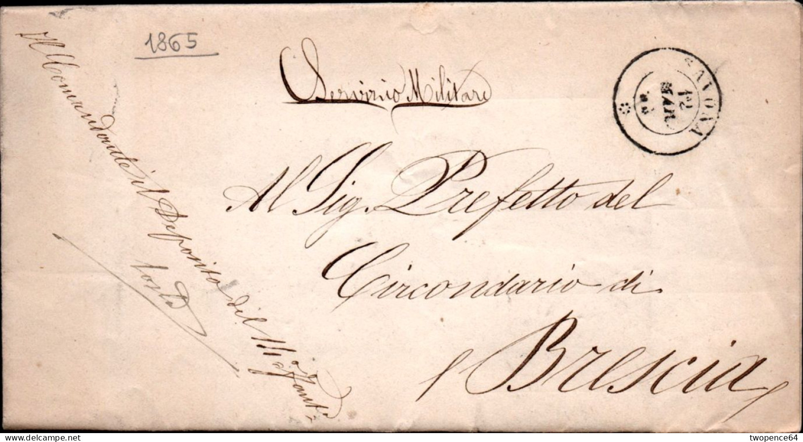 A100 - LETTERA DA SAVONA A BRESCA 1865 - 1. ...-1850 Prephilately