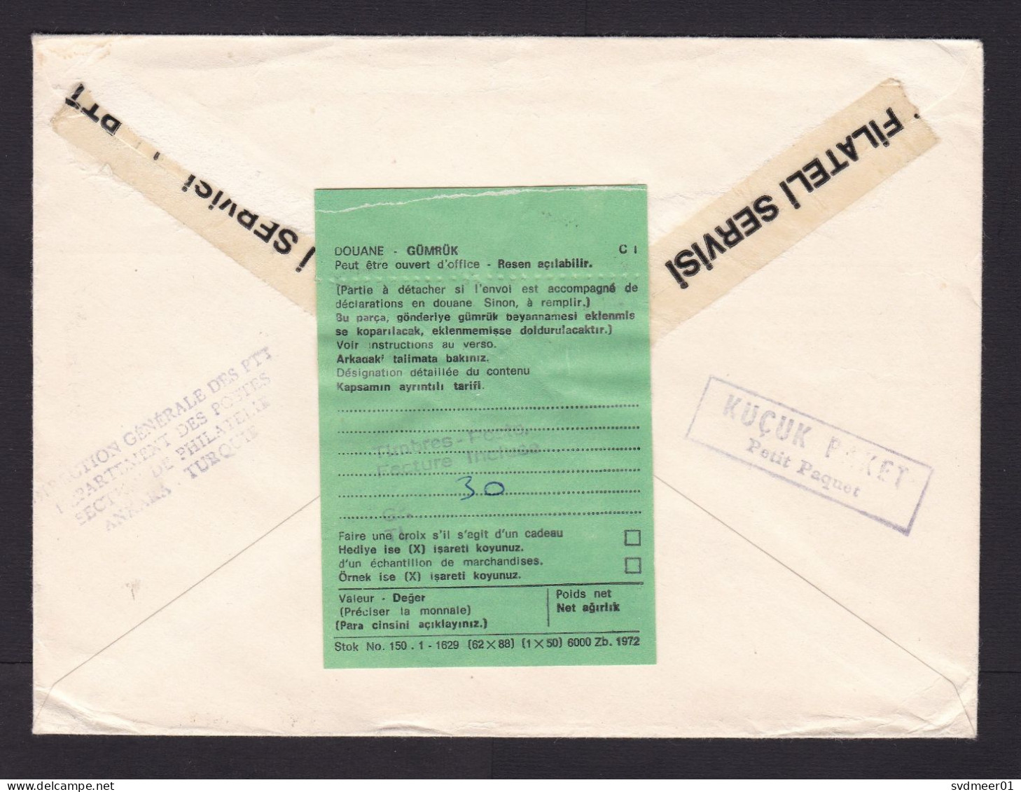 Turkey: Postal Service Cover To Germany, 1985, German R-label, C1 Customs Declaration At Back (minor Damage) - Storia Postale