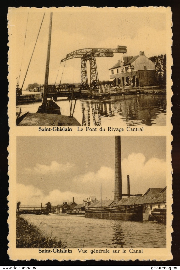 SANT GHISLAIN  2 VUES == LE PONT DU RIVAGE CENTRAL & VUE GENERALE SUR LE CANAL           ZIE AFBEELDINGEN - Saint-Ghislain