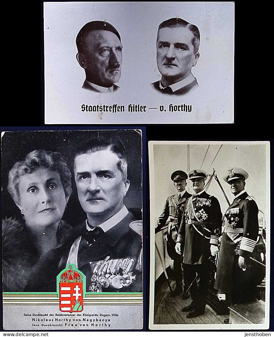 HORTHY  Reichsverweser Ungarn  3 Ansichtskarten Deutschland-Besuch SSt Berlin / Kiel  1938 - Politieke En Militaire Mannen