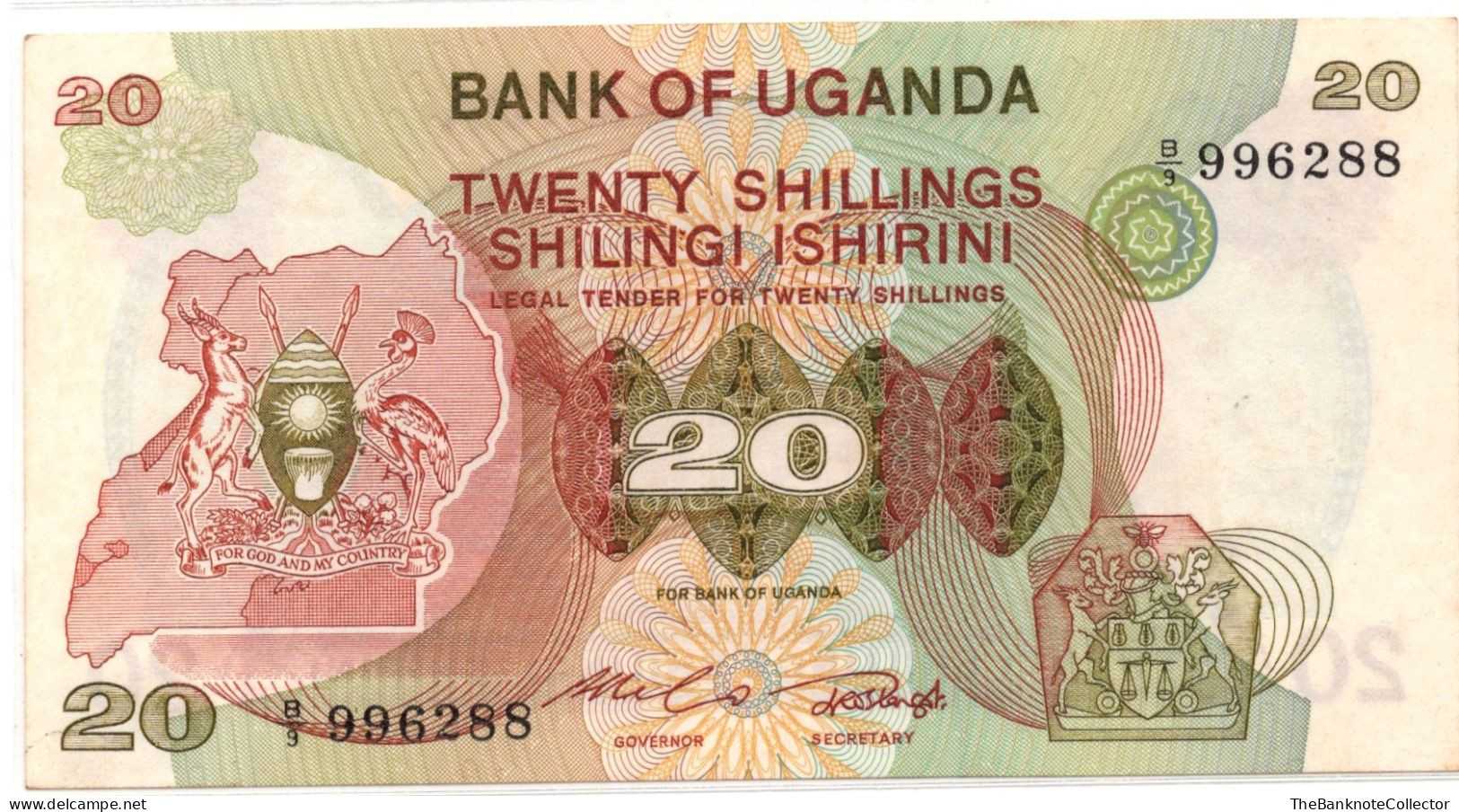 Uganda 20 Shillings ND 1982 P-17 UNC Foxed - Uganda