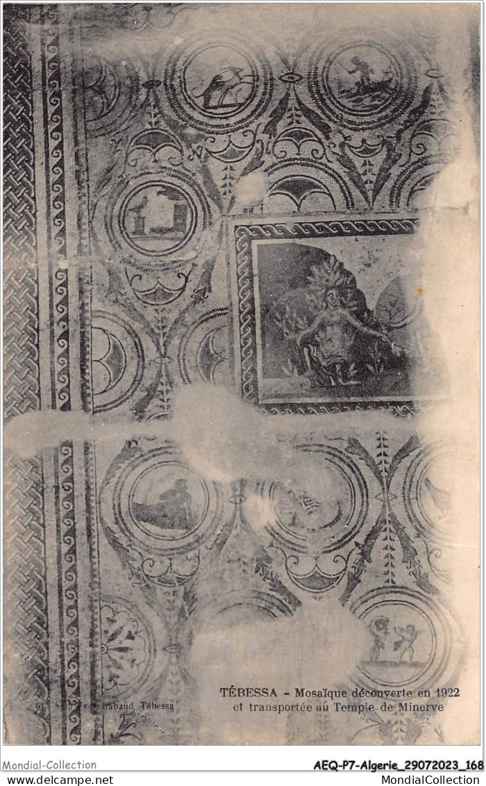 AEQP7-ALGERIE-0639 - Tébessa - Mosaique Découverte En 1922 Et Transportée Au Temple De Minerve - Tebessa