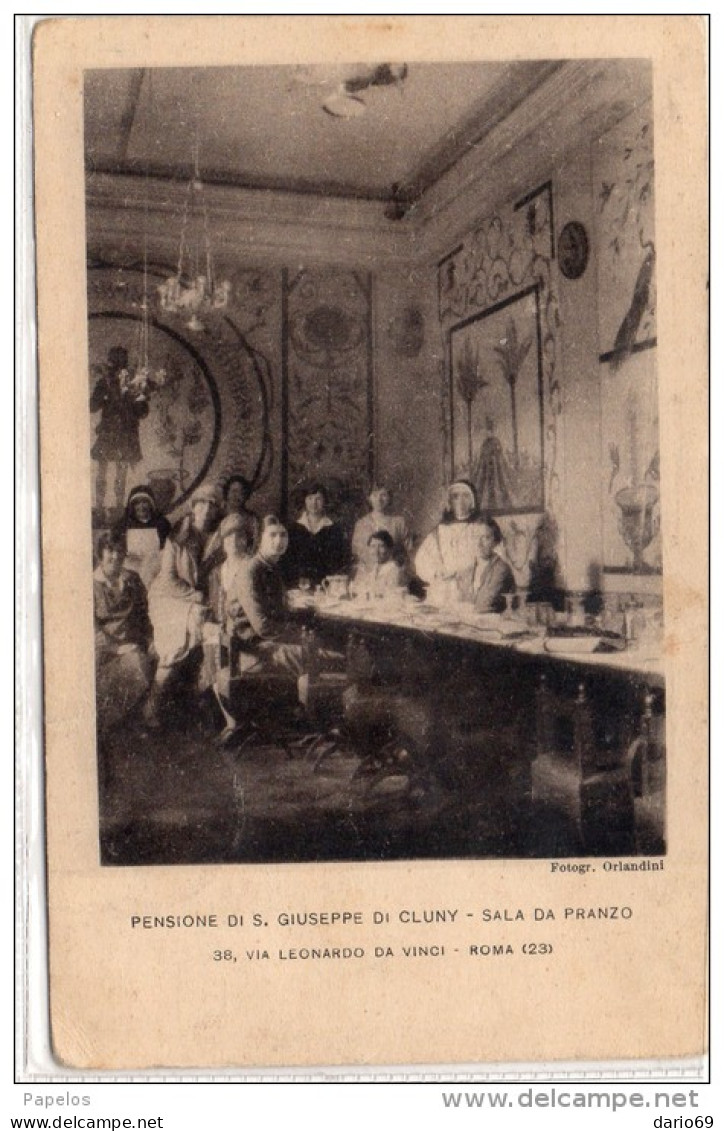 1929 CARTOLINA PENSIONE DI S. GIUSEPPE DI CLUNY - SALA DA PRANZO-  ROMA - Bar, Alberghi & Ristoranti