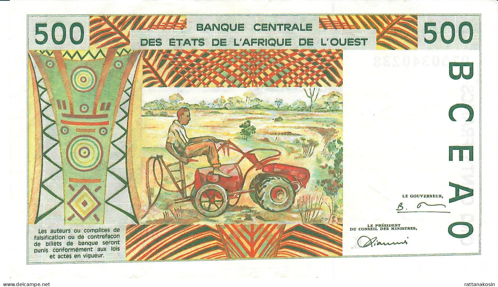 W.A.S. SENEGAL P710Kg 500 FRANCS (19)97 Signature 28    VF+ - West African States