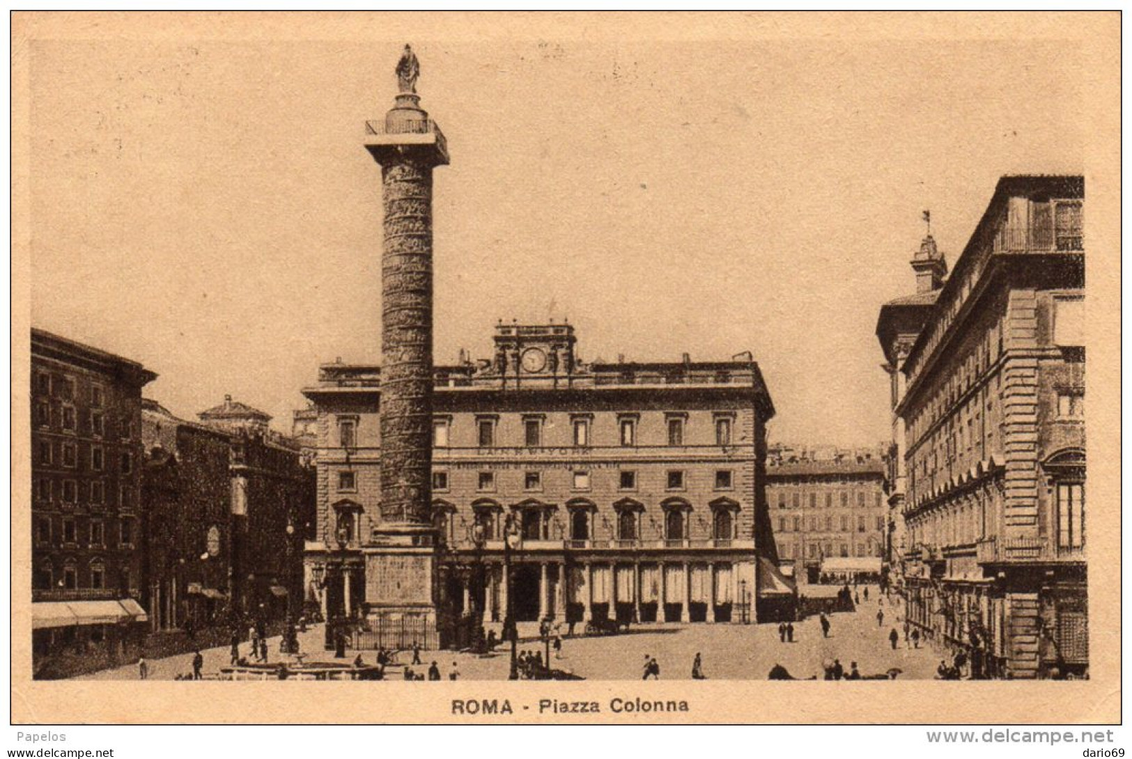 1930 CARTOLINA CON ANNULLO ROMA PIAZZA COLONNA - Piazze