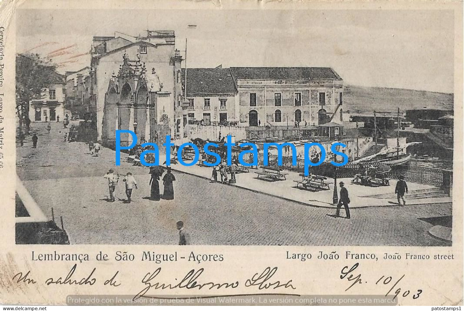 226843 PORTUGAL SAO MIGUEL AÇORES JOAO FRANCO STREET SPOTTED POSTAL POSTCARD - Autres & Non Classés